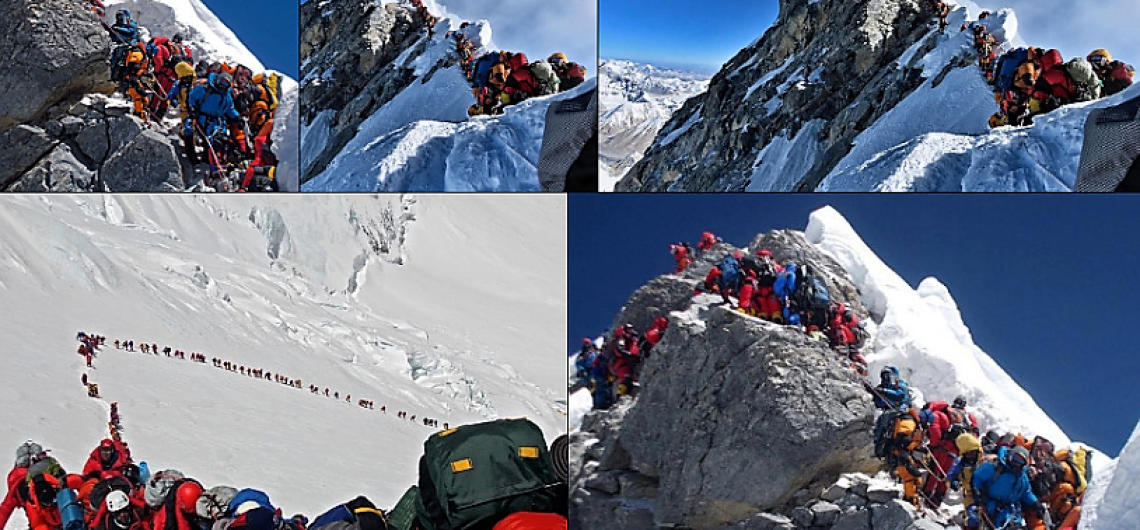 Mount Everest traffic jam