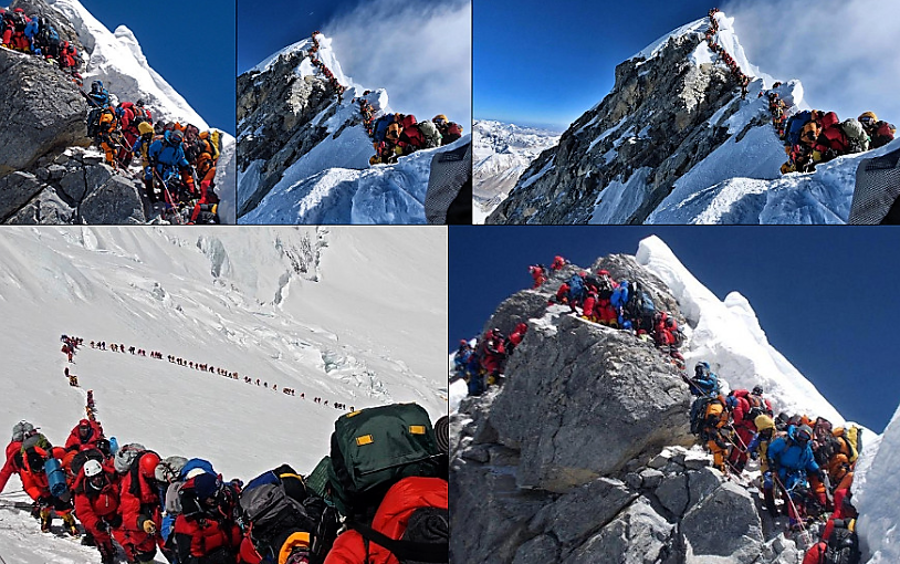 Mount Everest cornice collapse, overcrowded long queues, filthy base ...